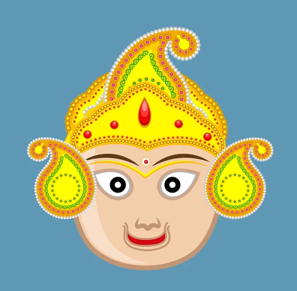 Hindu God's Face with Golden Crown — Stockový vektor