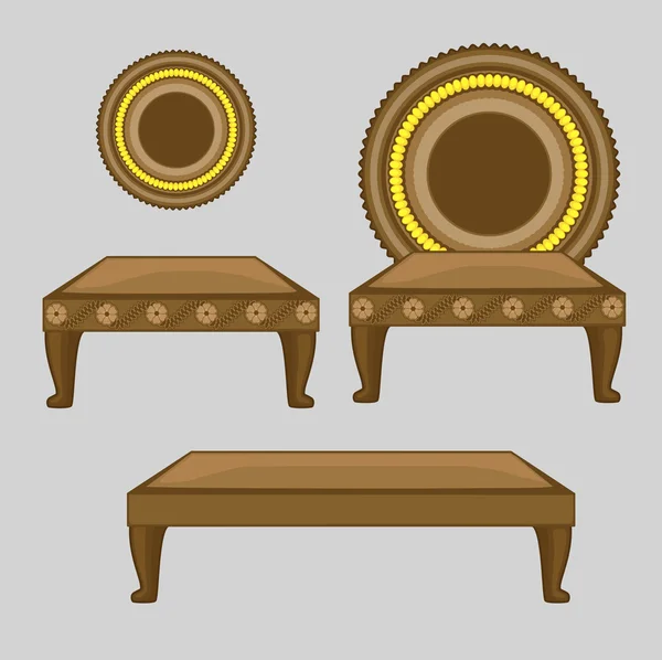 Wooden Retro Throne Mythological Object — Stockvector