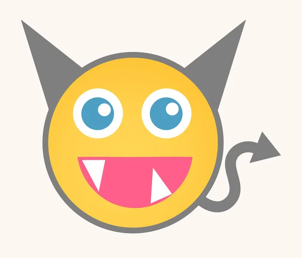 Funny Devil - Cartoon Smiley Vector Face — Διανυσματικό Αρχείο