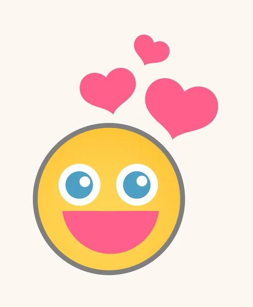 Dans l'amour - Cartoon Smiley Vector Face — Image vectorielle