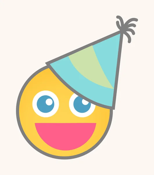 Cumpleaños - Cara vectorial sonriente de dibujos animados — Vector de stock