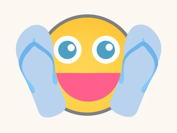 Flip-Flop Fashion - Cartoon Smiley Vector Face — Stok Vektör