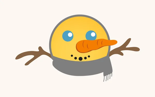 Snowman - Cartoon Smiley Vector Face — Stockvector