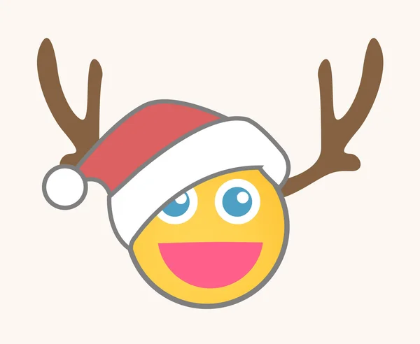 Père Noël Reindeer - Cartoon Smiley Vector Visage — Image vectorielle