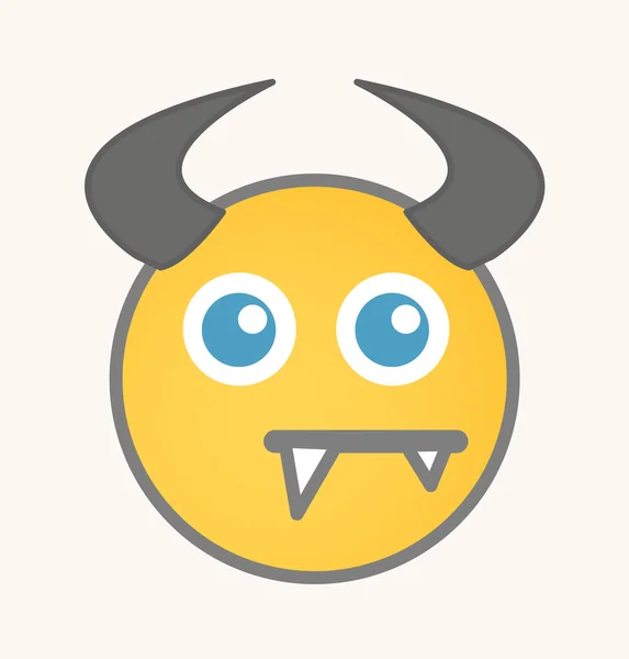 Surprised Devil - Cartoon Smiley Vector Face — Stock Vector