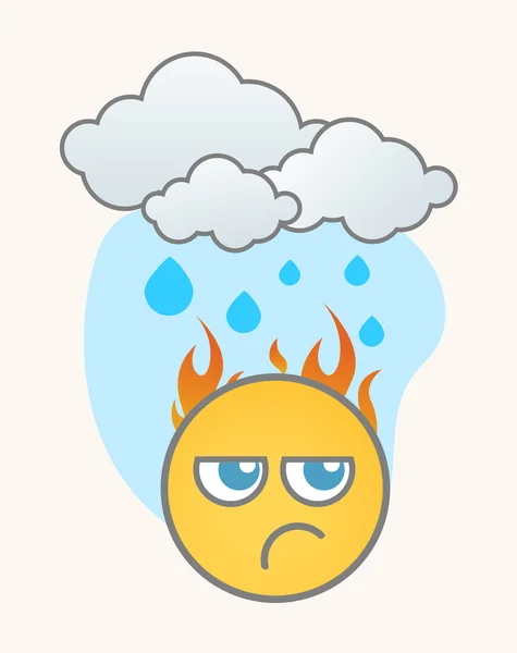 Jaloux sous la pluie - Cartoon Smiley Vector Face — Image vectorielle