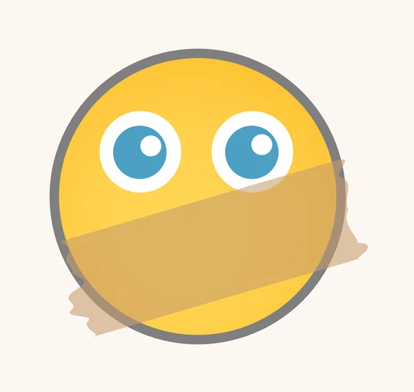 Quiet - Cartoon Smiley Vector Face — Διανυσματικό Αρχείο