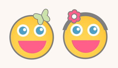 Happy Female Cartoon Smiley Characters