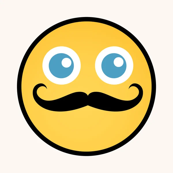 Moustache - Cartoon Smiley Vector Face — Stock vektor