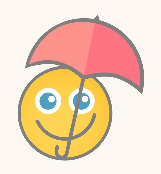 Happy Raining - Cartoon Smiley Vector Face - Stok Vektor