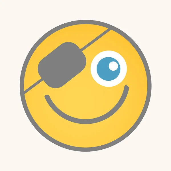 Eye Patch - Cartoon Smiley Vector Face — Stock Vector