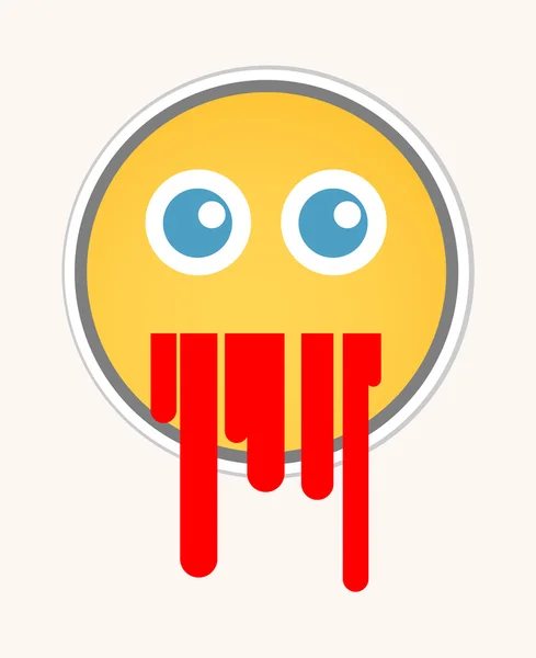 Blood Vomiting - Cartoon Smiley Vector Face — Stock vektor