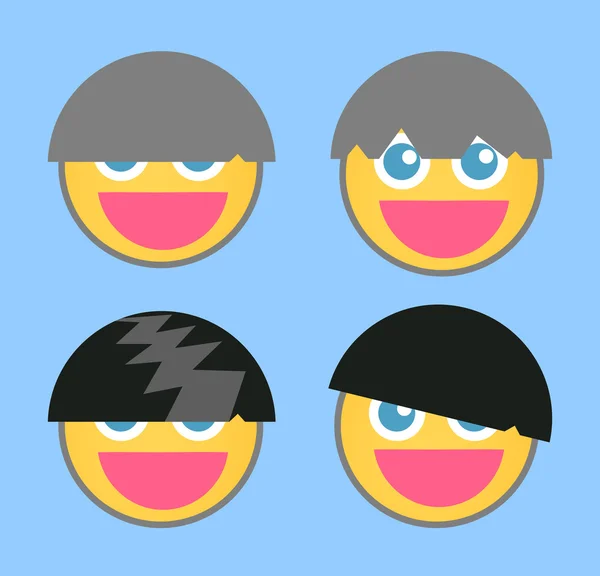 Cool Hairstyle - Cartoon Smiley Set — Stockový vektor