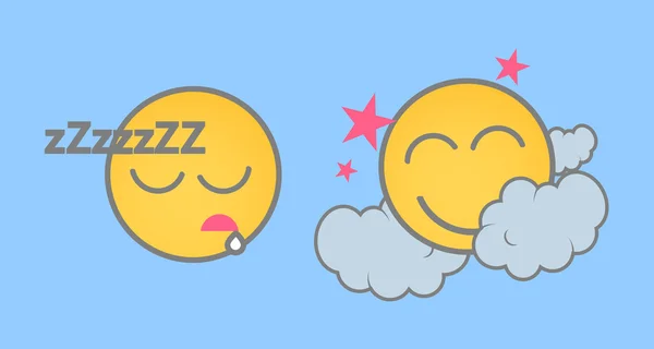 Sleeping Cartoon Smiley Set — Stockový vektor