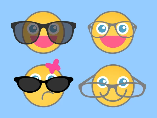 Moda gafas - Juego de dibujos animados Smiley — Vector de stock