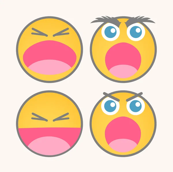 Shouting Cartoon Smiley Vector Set — ストックベクタ