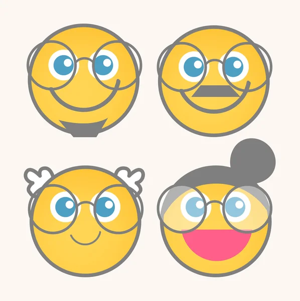 Cute Happy Cartoon Smiley Set — Stok Vektör