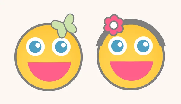 Happy Female Cartoon Smiley Characters — Stockvector