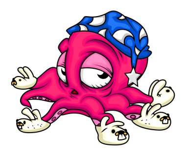 Cartoon Octopus Going to Sleep