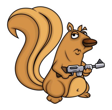 Cartoon Squirrel with Gun