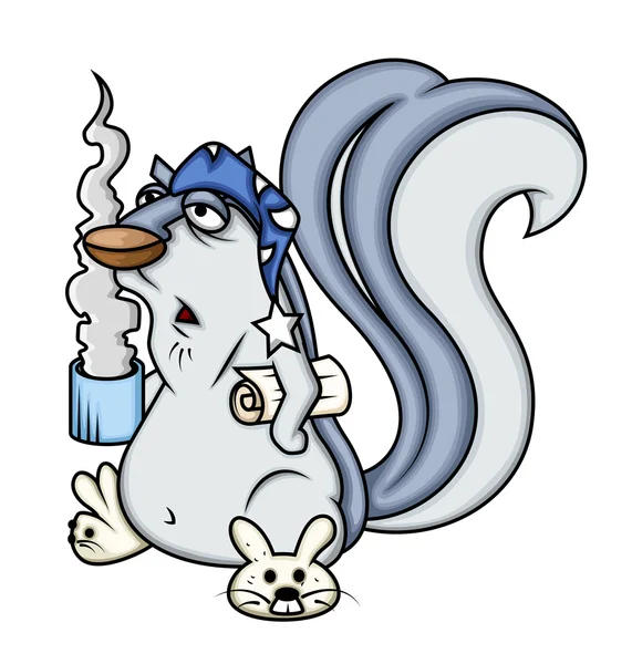 Lazy Squirrel Character Having Tea — ストックベクタ