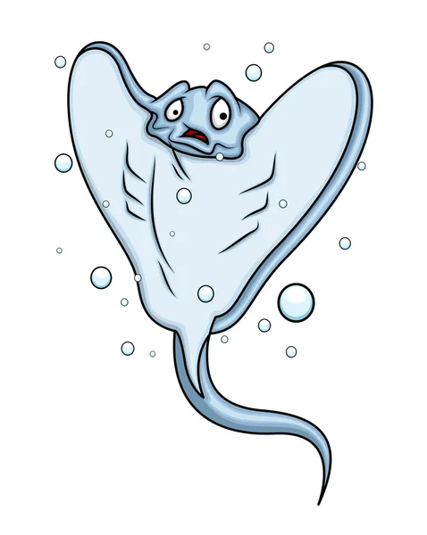 Scared Cartoon Stingray Fish — Stok Vektör