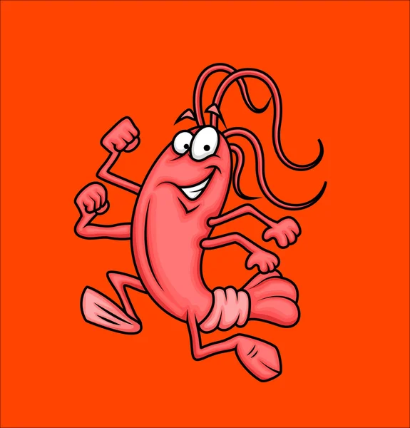 Happy Shrimp Running — Stok Vektör