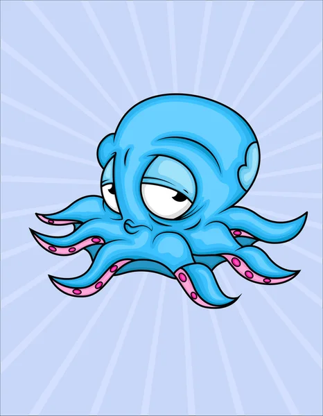 Cartoon Lazy Octopus — 스톡 벡터