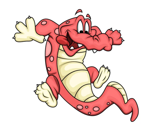 Cartoon Crocodile Playing — Stok Vektör