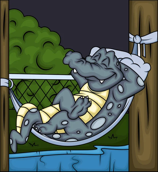 Sleeping Crocodile — Stock Vector