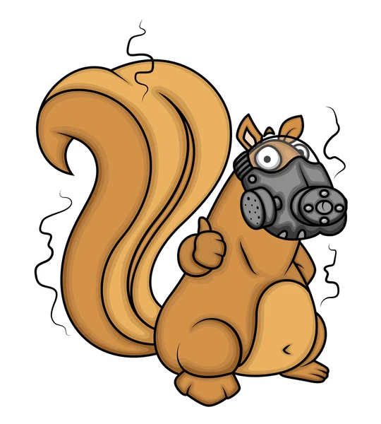 Gas Mask on Squirrel Face — Stok Vektör