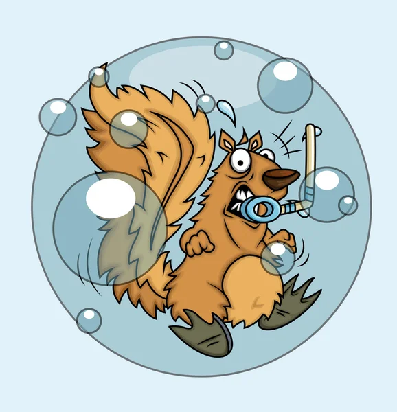 Scared Squirrel Stucked in Bubble — Stok Vektör