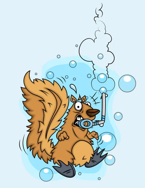 Underwater Scared Squirrel — Stok Vektör