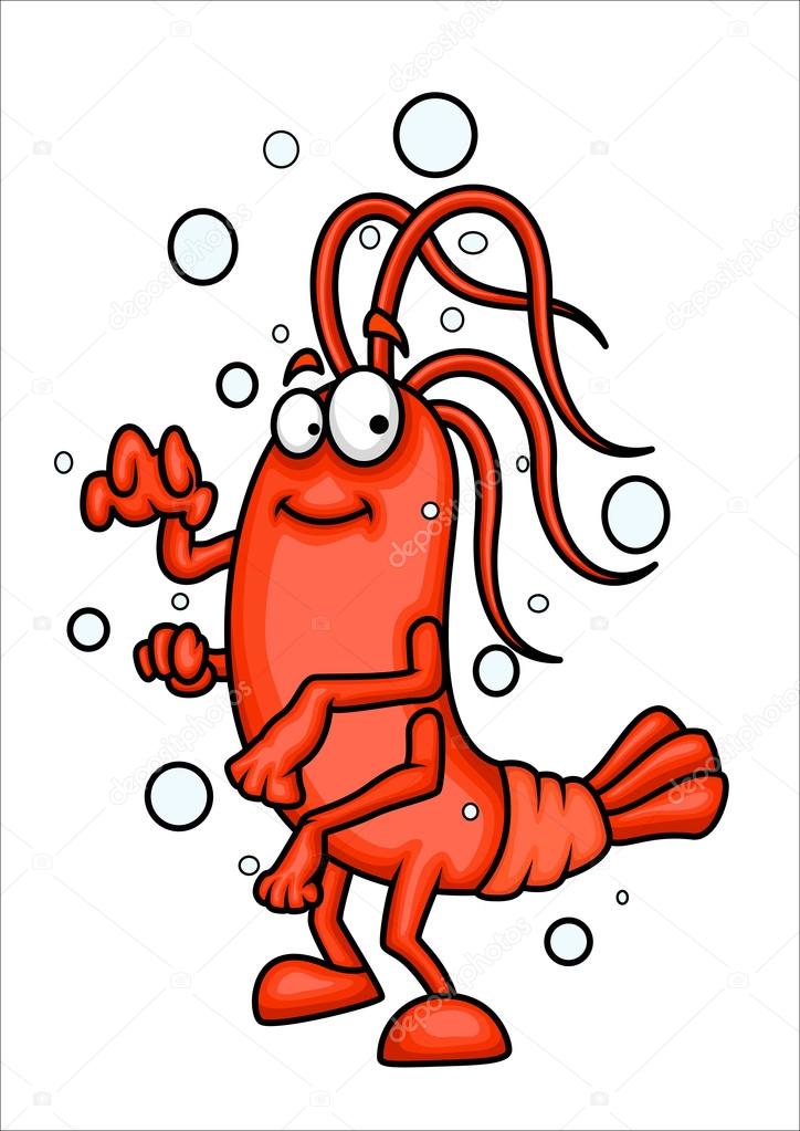 Cartoon Clever Shrimp Character