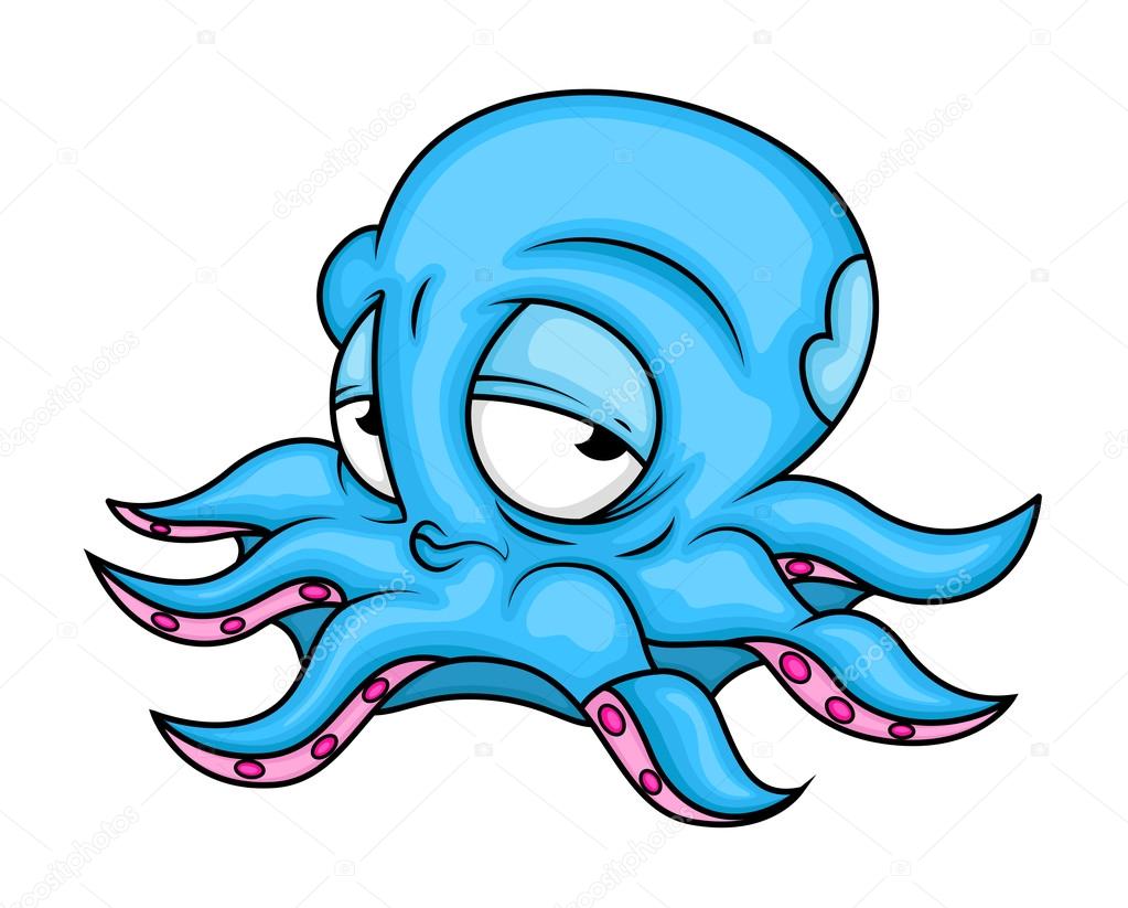 Upset Cartoon Octopus