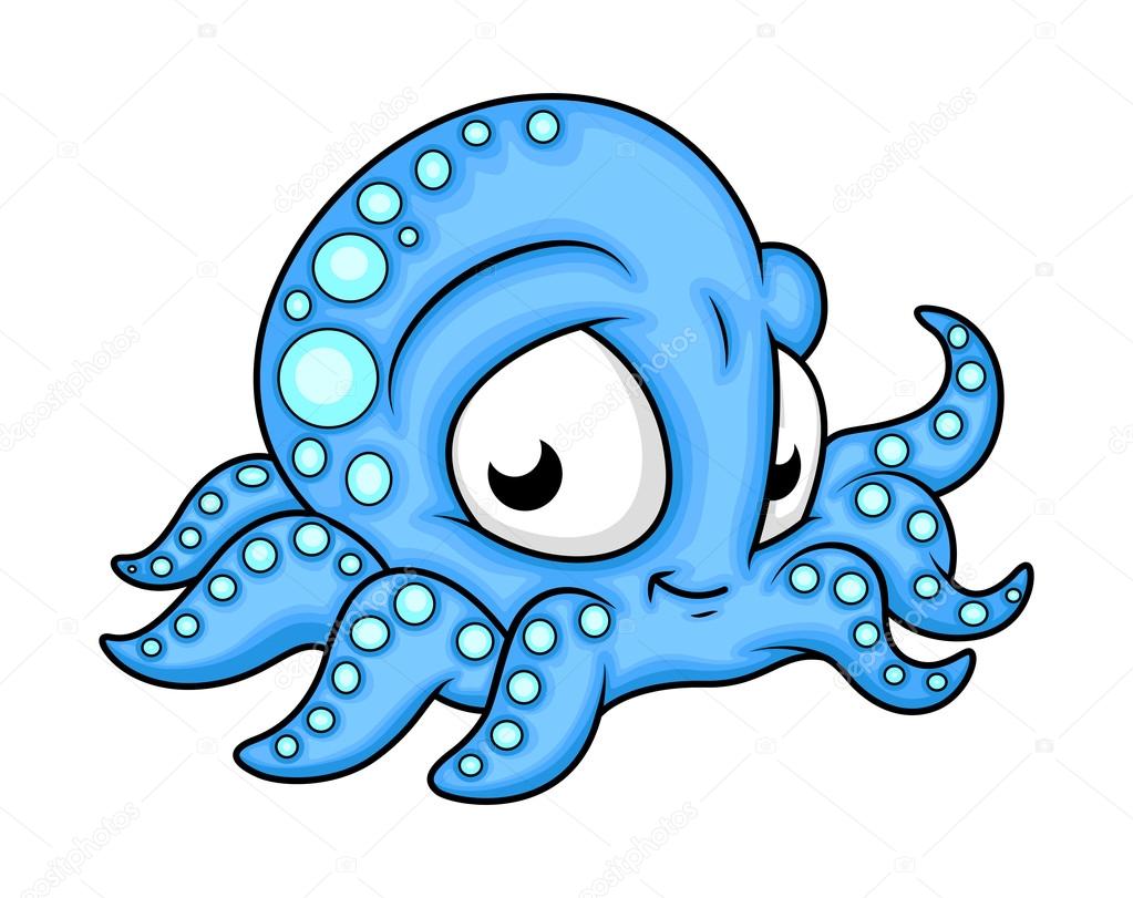 Cute Happy Octopus Cartoon Character