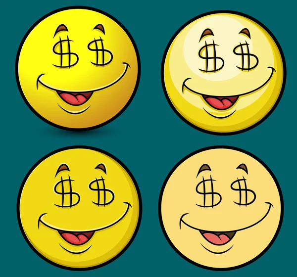 Emoticons milionários excitados — Vetor de Stock
