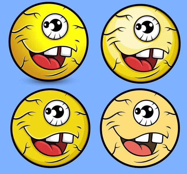 Ojo de dibujos animados bola sonriente conjunto — Vector de stock