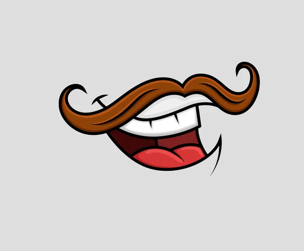 Riendo bigotes Boca — Vector de stock