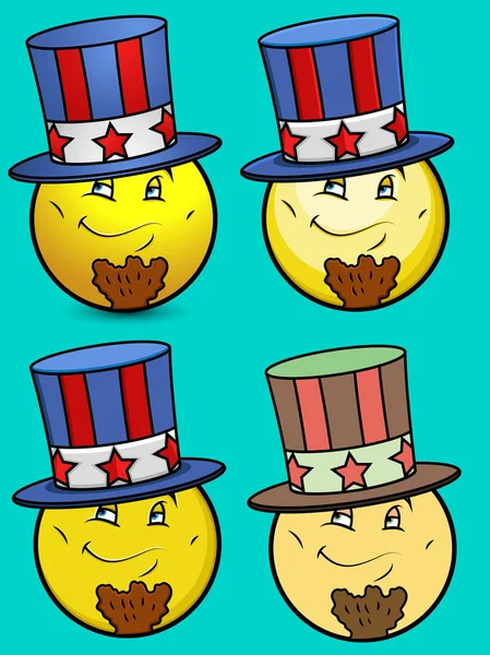 Patriotic Uncle Sam Emoticons — Stock Vector