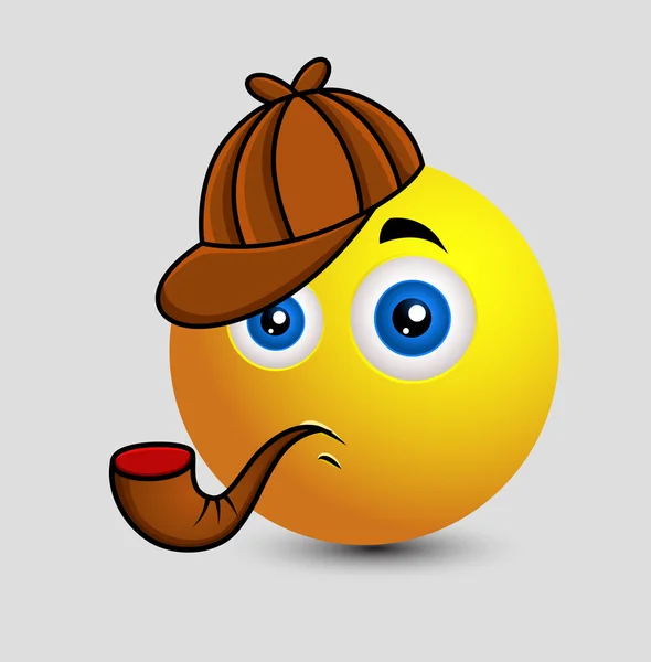 Cute Detective Emoji Emoticon sonriente — Archivo Imágenes Vectoriales