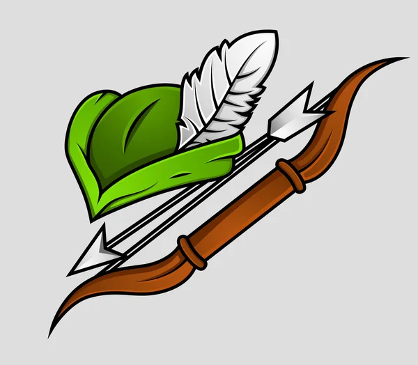 Gorra Robin Hood y accesorios Archer — Vector de stock