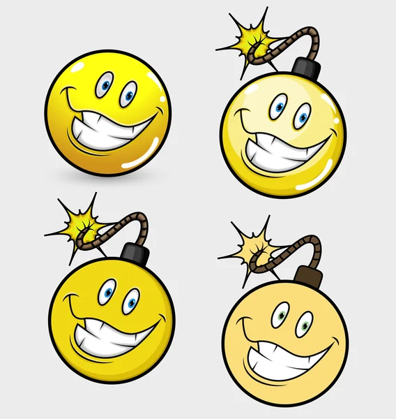 Juego de emoticones emoji Smiley de bomba cómica — Vector de stock