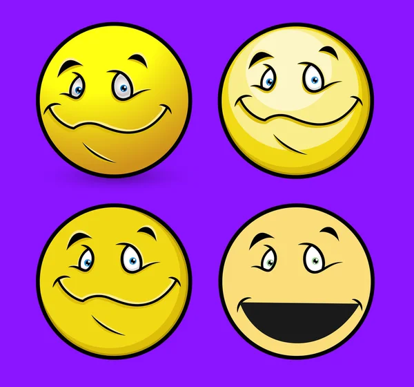 Smiling Face Emoticons — Stock Vector