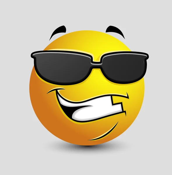 Cool Emoticon with Black Sunglasses — Stock Vector