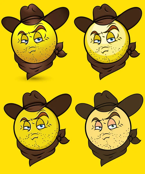 Gamla Cowboy rånare Smiley vektor Set — Stock vektor