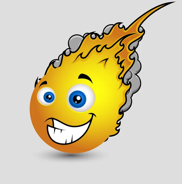 Emoticono divertido de la bola de fuego de dibujos animados — Vector de stock