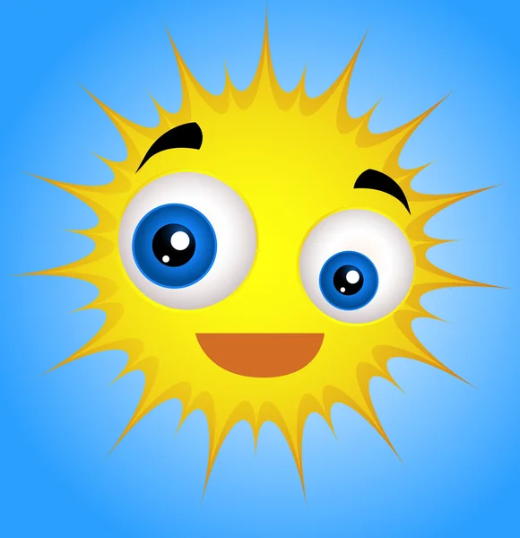 Cute Funny Sun Emoticon — Stock Vector