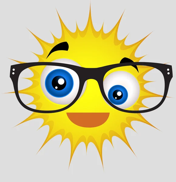 Komische Sun Smiley met Eyewear — Stockvector