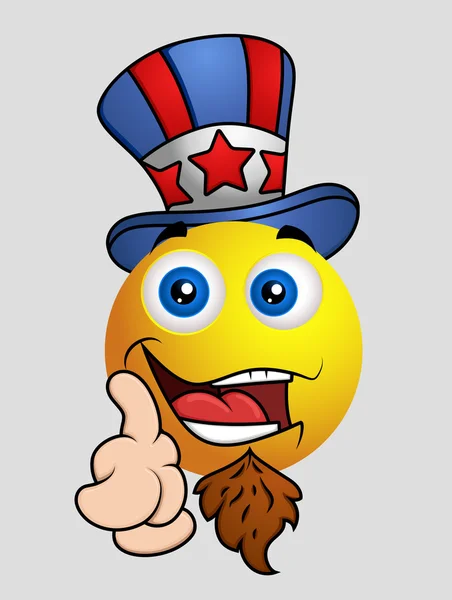 4 luglio - Zio Sam Emoji Smiley Emoticon — Vettoriale Stock